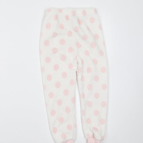 Primark Girls White Polka Dot Fleece  Pyjama Pants Size 4-5 Years