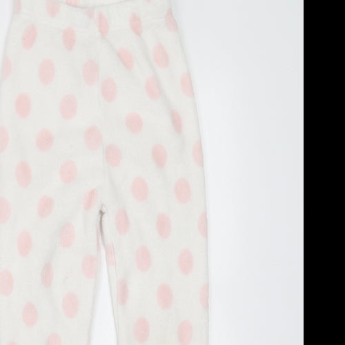 Primark Girls White Polka Dot Fleece  Pyjama Pants Size 4-5 Years
