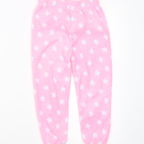 Primark Girls Pink Solid Fleece  Pyjama Pants Size 4-5 Years  - Star pattern