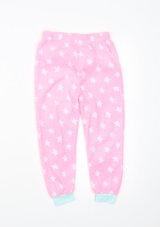 Primark Girls Pink Solid Fleece  Pyjama Pants Size 4-5 Years  - Star pattern