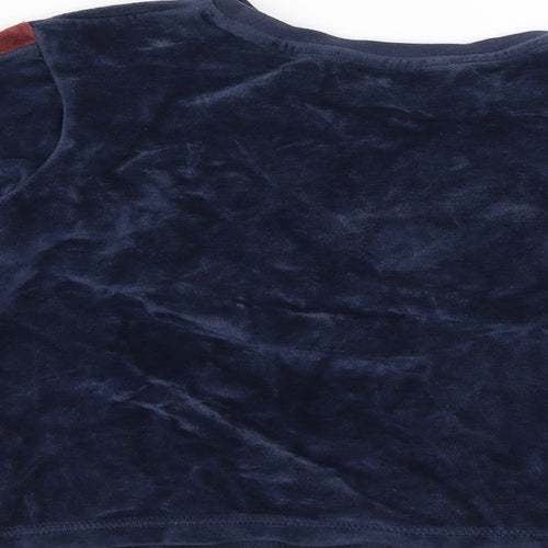 George Boys Blue Solid Fleece  Pyjama Top Size 7-8 Years