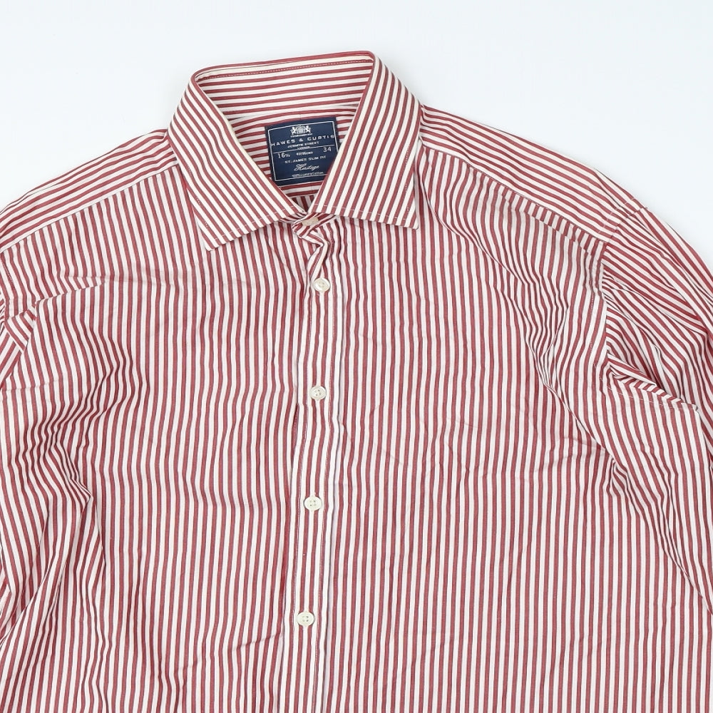 Hawes & Curtis Mens Red Striped   Button-Up Size L