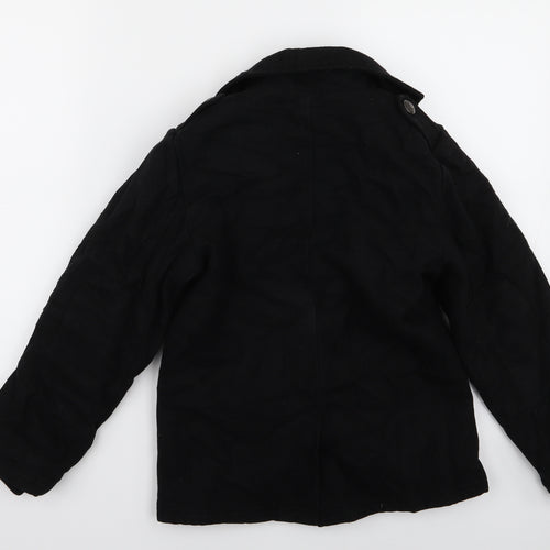 Preworn Girls Black   Overcoat Jacket Size 8 Years