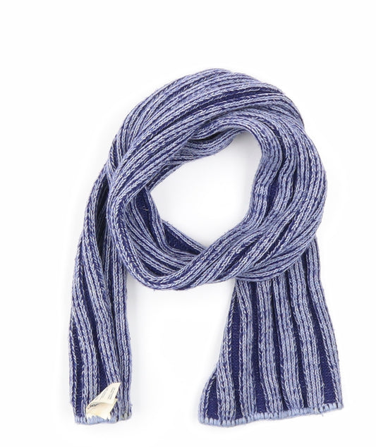 St Michael Mens Blue Striped Knit Scarf  One Size
