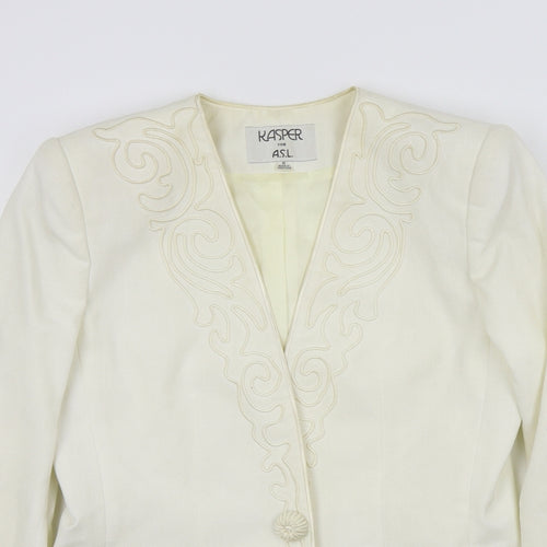 Kasper Womens Beige Colourblock  Jacket Blazer Size 8  - Embroidered