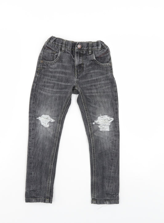 Denim & Co. Boys Grey   Straight Jeans Size 5-6 Years - distresed