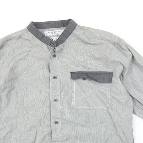 Henley Mens Grey    Button-Up Size M