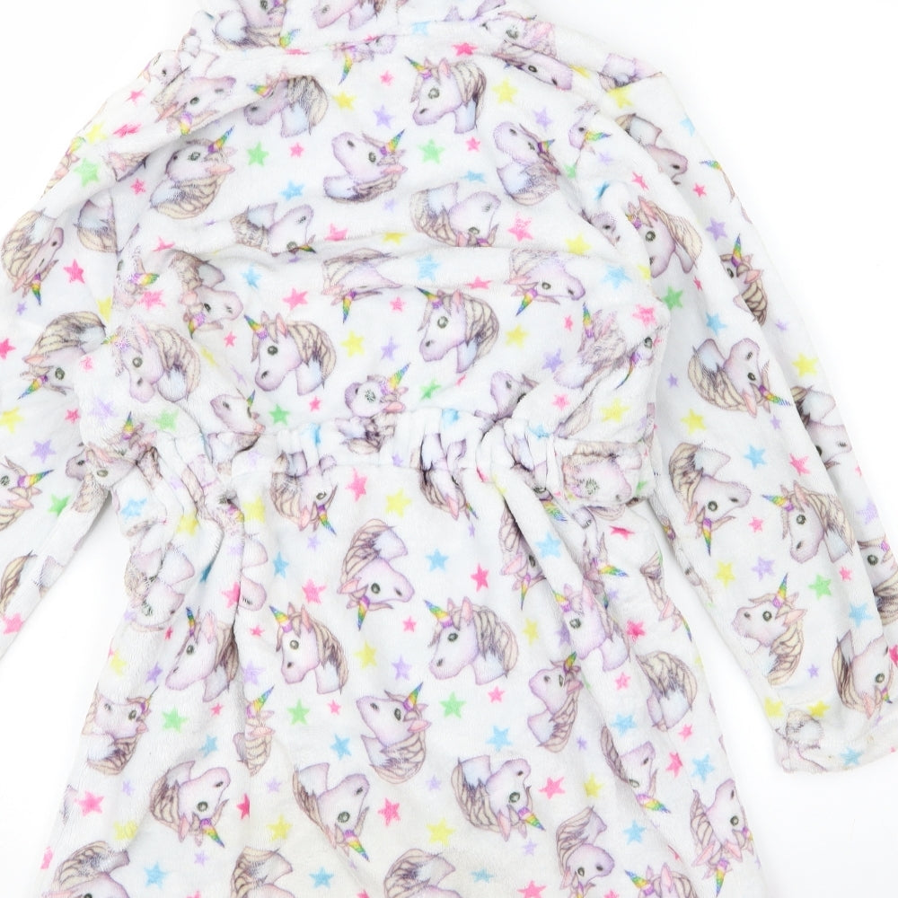 Emoji Girls Grey Animal Print  Top Robe Size M  - Unicorn