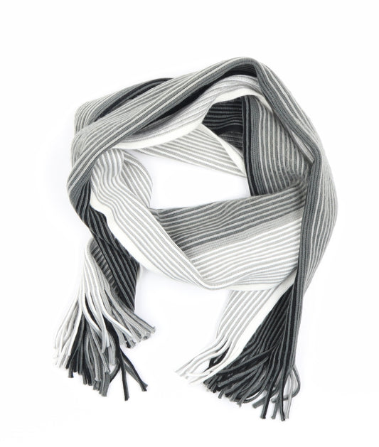 George Unisex Grey Striped Knit Scarf  One Size