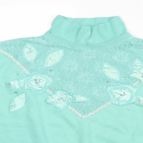 By Design Womens Green Floral  Pullover Jumper Size S