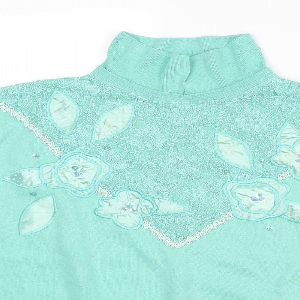By Design Womens Green Floral  Pullover Jumper Size S