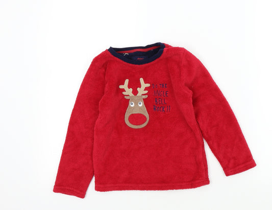 Rebel Boys Red Colourblock   Pyjama Top Size 5-6 Years  - Christmas Jumper