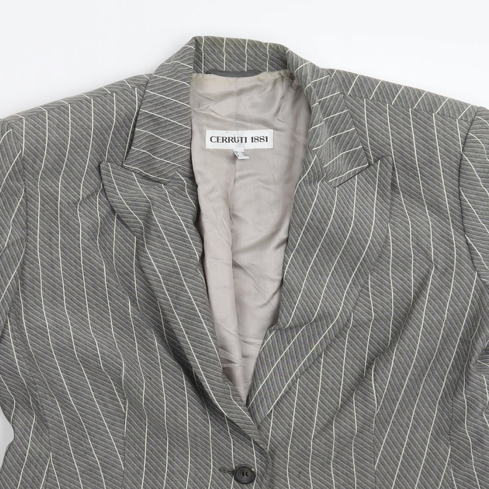 Cerruti 1881 Womens Grey Striped Jacket Suit Jacket Size 14