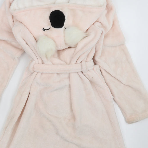 Destination Girls Pink Solid Fleece Top Robe Size 10 Years  - animal face hood