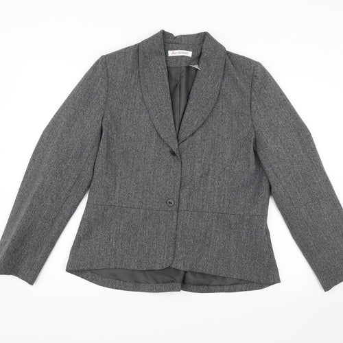 ANNE WEYBURN Womens Grey   Jacket Suit Jacket Size 16