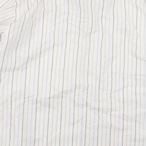 M&s Mens White Striped   Dress Shirt Size 15.5