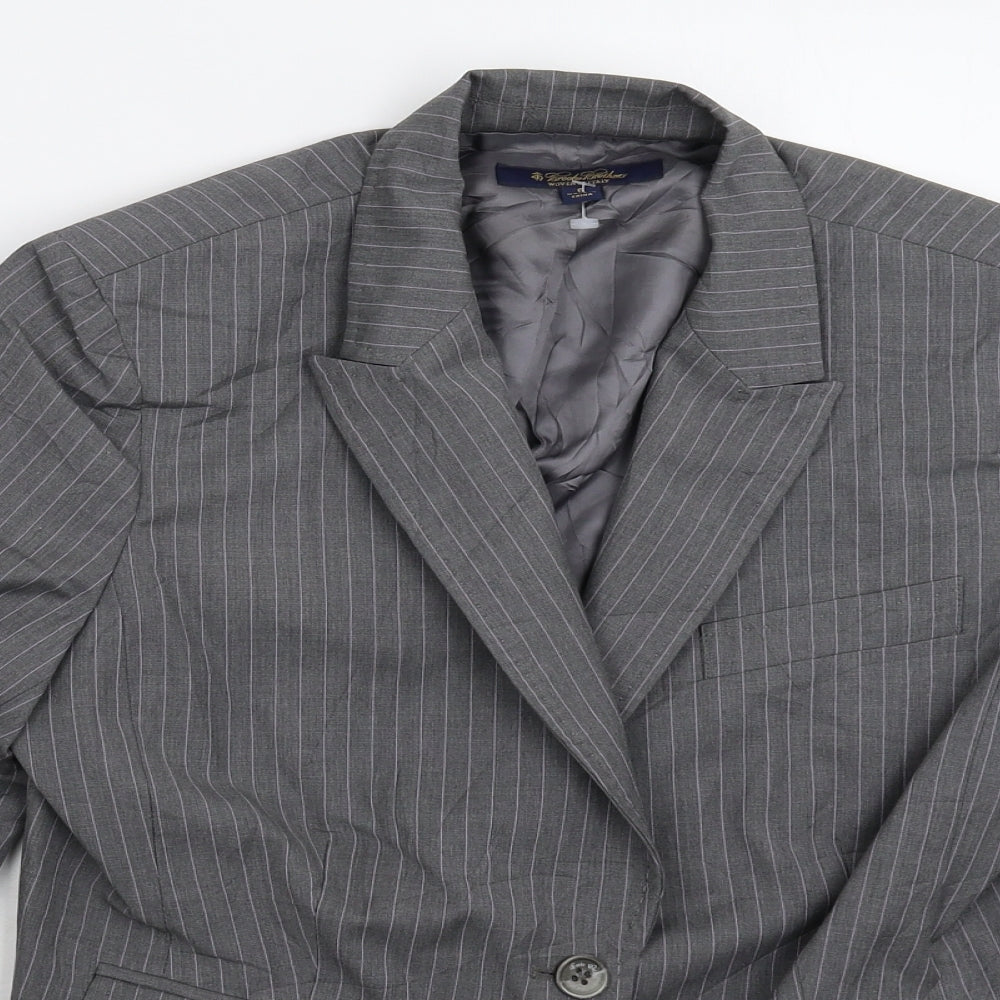 Brooks Brothers Womens Grey Striped  Jacket Suit Jacket Size 8