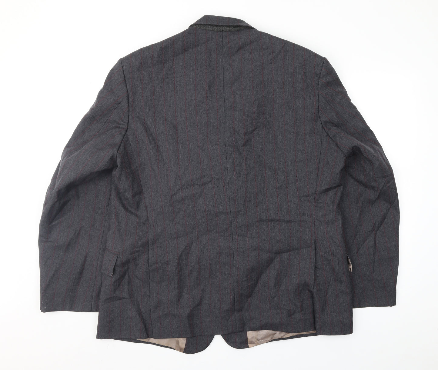 Saxon Mens Grey Striped  Jacket Suit Jacket Size 44