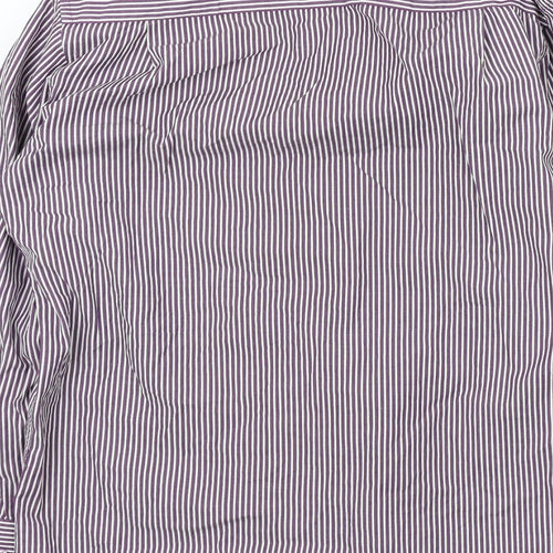 Perry Ellis Mens Purple Striped   Button-Up Size 15.5
