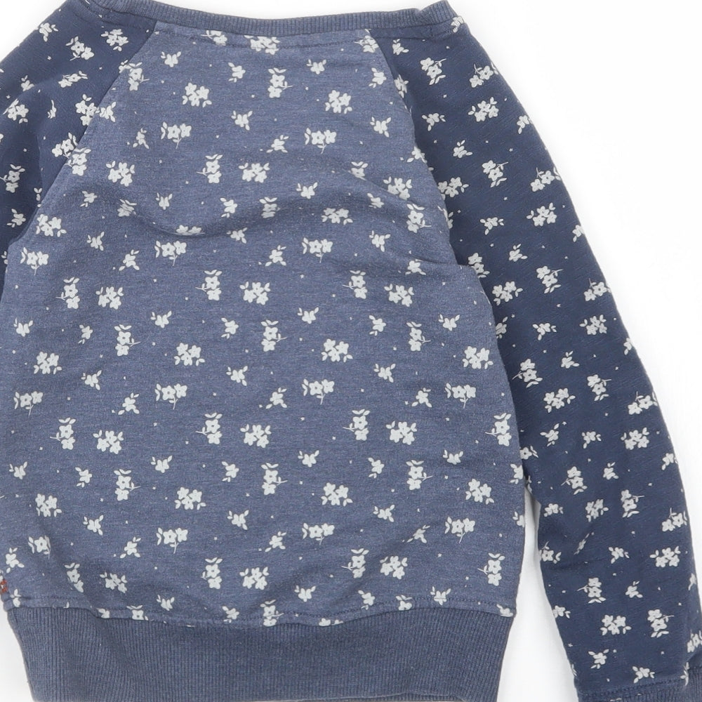 NEXT Girls Blue Floral Jersey Pullover Sweatshirt Size 8 Years