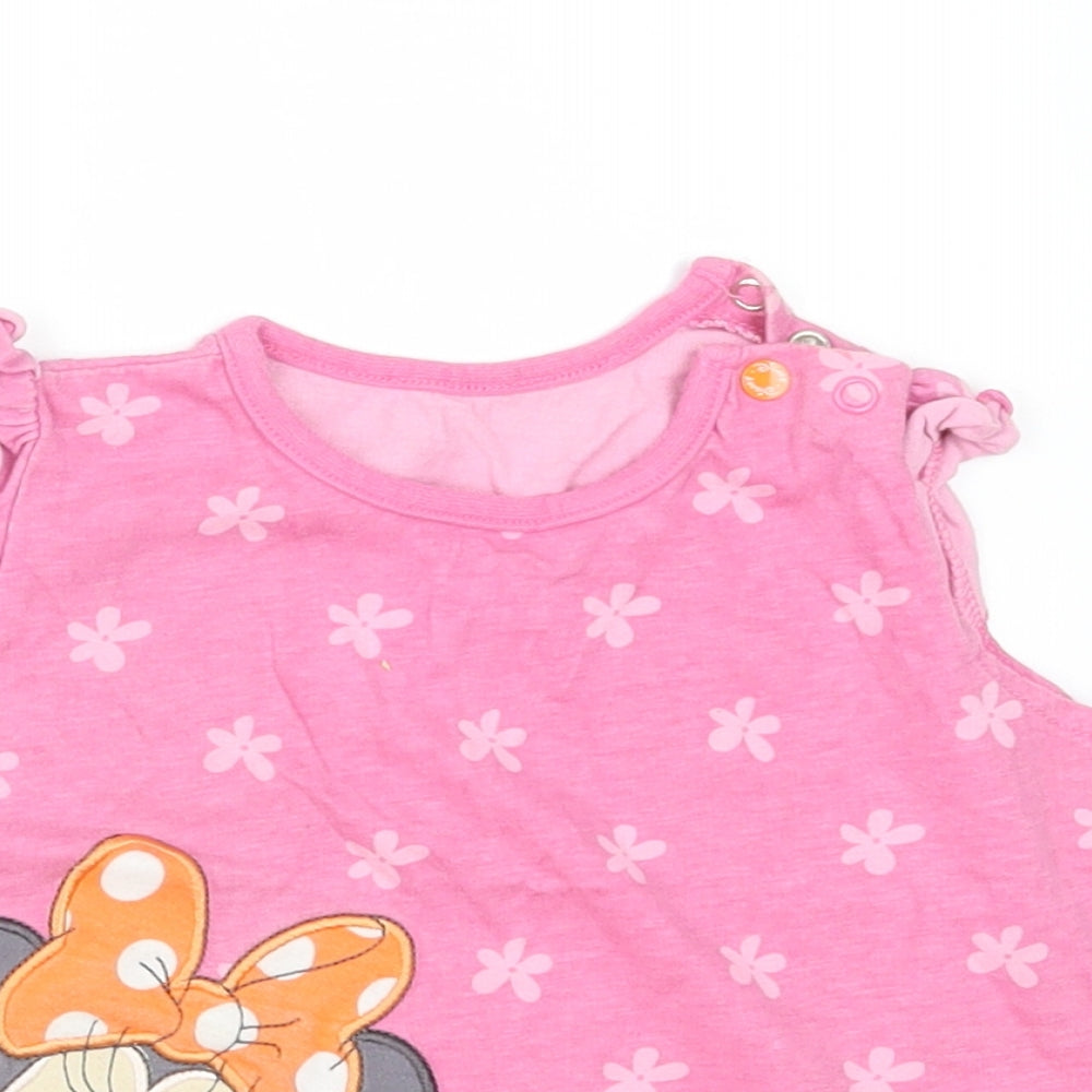 Disney Baby Girls Pink Geometric  Basic T-Shirt Size 18-24 Months  - Minnie Mouse