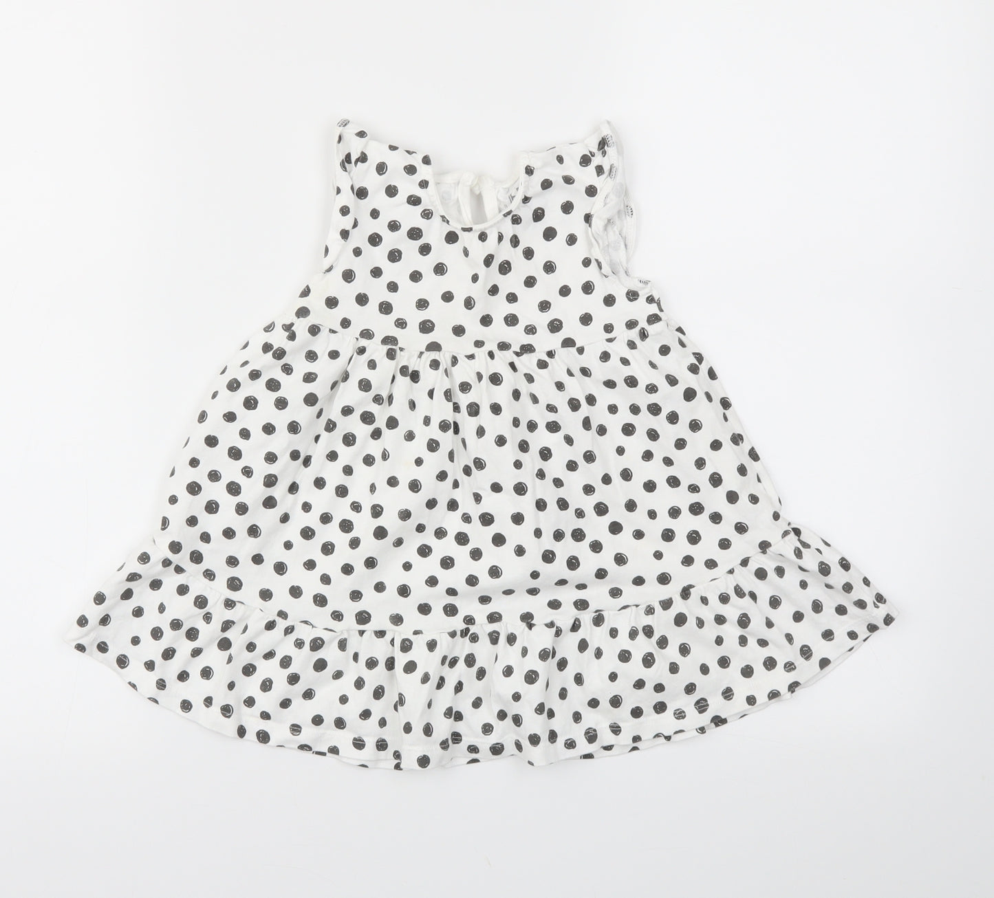 F&F Girls White Spotted  Fit & Flare  Size 12-18 Months