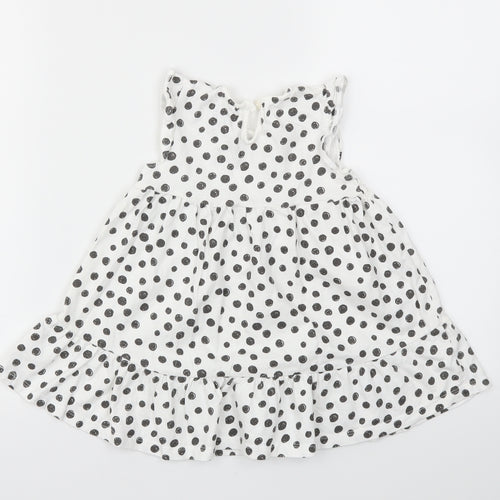 F&F Girls White Spotted  Fit & Flare  Size 12-18 Months