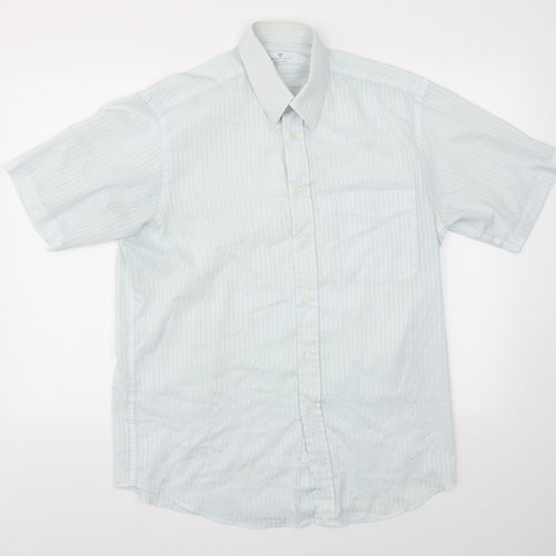 Essentials Mens Blue Striped   Dress Shirt Size 15.5
