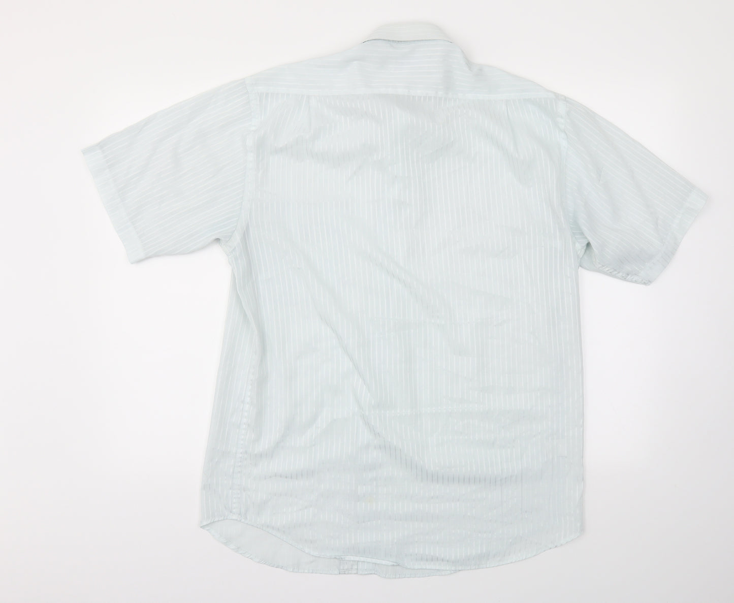Essentials Mens Blue Striped   Dress Shirt Size 15.5