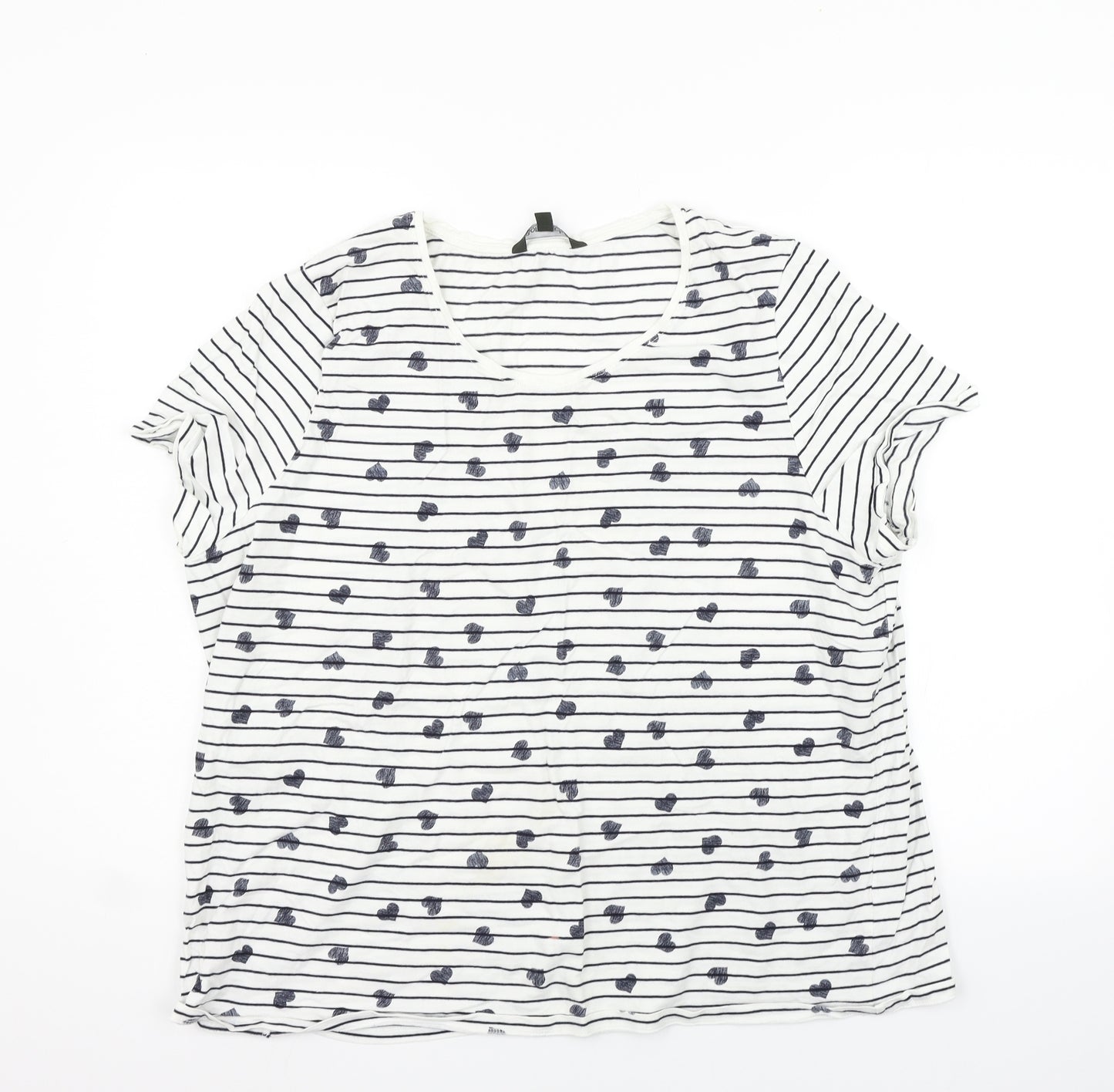 Bonmarché Womens White Striped  Basic T-Shirt Size 24