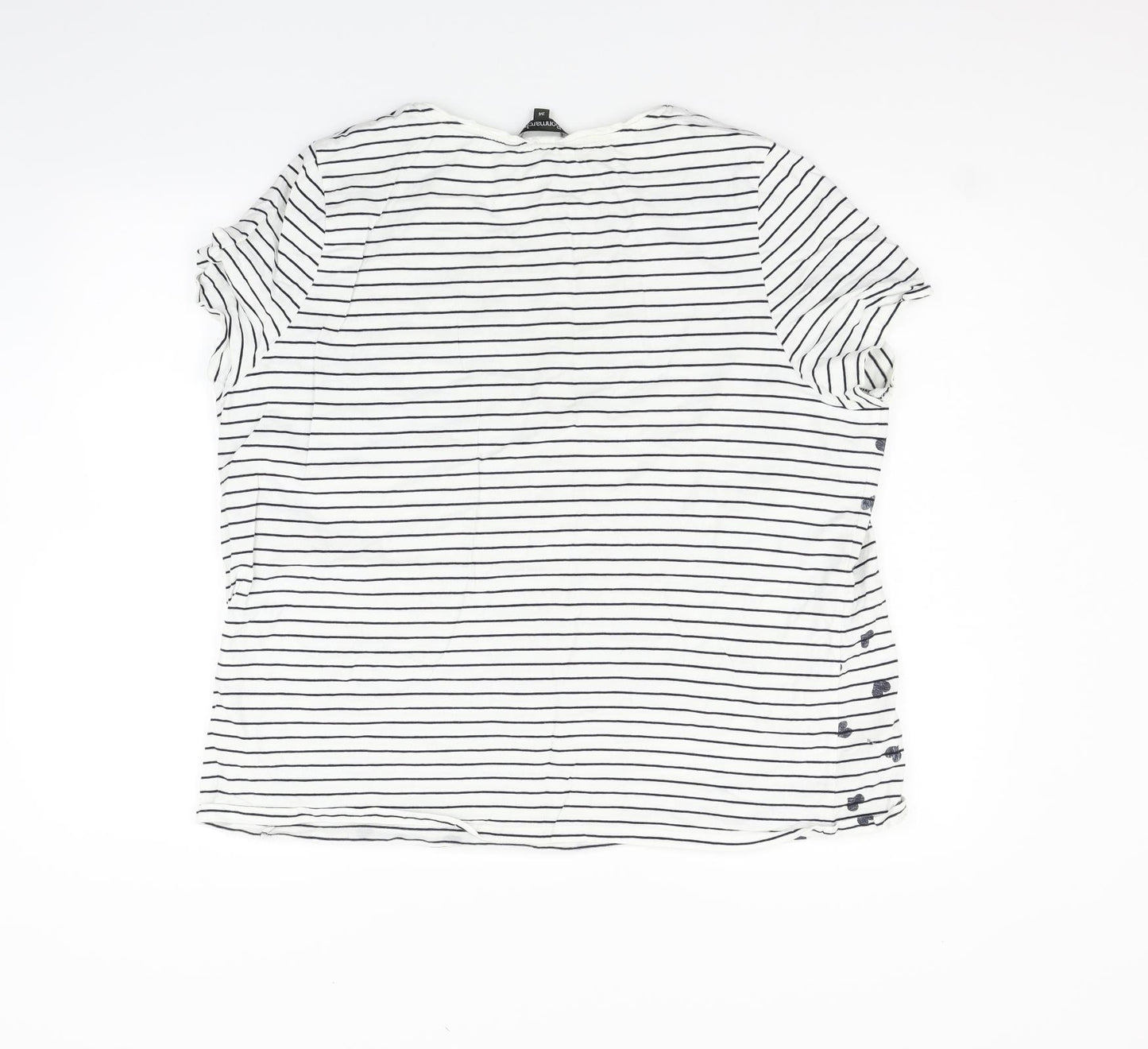 Bonmarché Womens White Striped  Basic T-Shirt Size 24