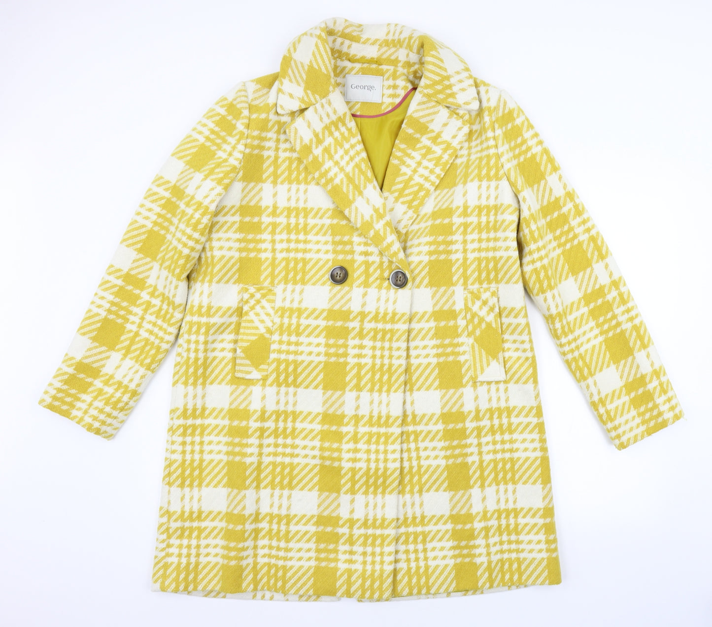 George Womens Yellow Check  Jacket  Size 12