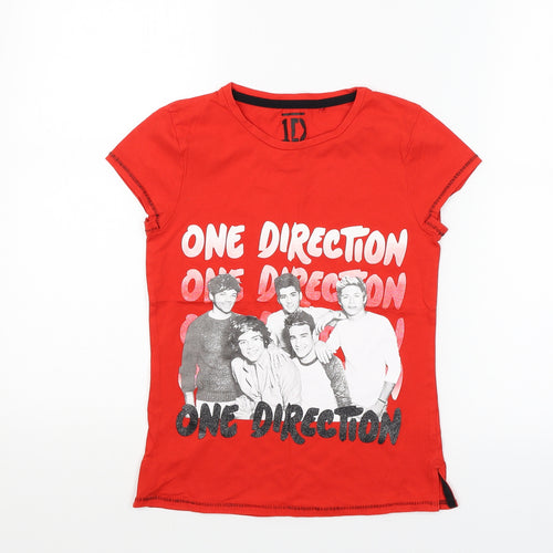 1D Girls Red   Basic T-Shirt Size 9-10 Years  - One Direction