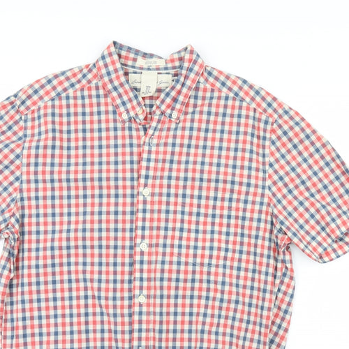 H&M Mens Red Check   Dress Shirt Size M
