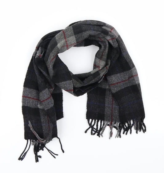 Marks & Spencer Unisex Black Plaid Knit Scarf  One Size