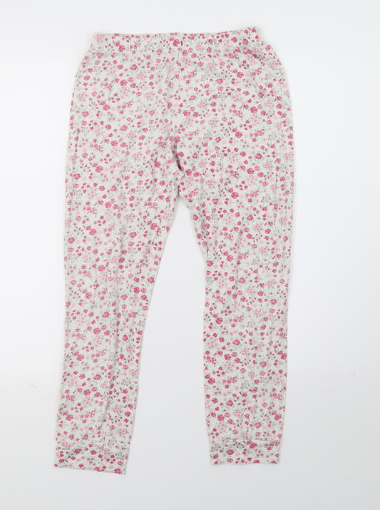 F&F Girls White Floral Jacquard  Pyjama Pants Size 11-12 Years