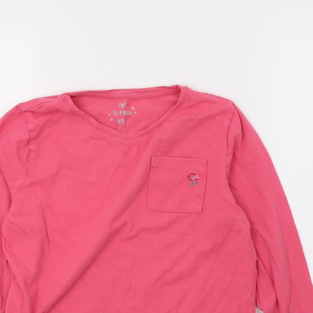 F&F Girls Pink Solid  Top Pyjama Top Size 11-12 Years