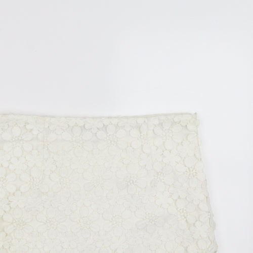 Goldie Womens White Floral  Mini Skirt Size XS  - crochet detail