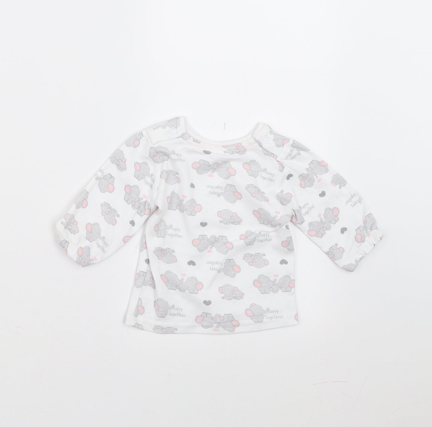 Ergee Girls White   Basic T-Shirt Size 0-3 Months  - Elephant Print