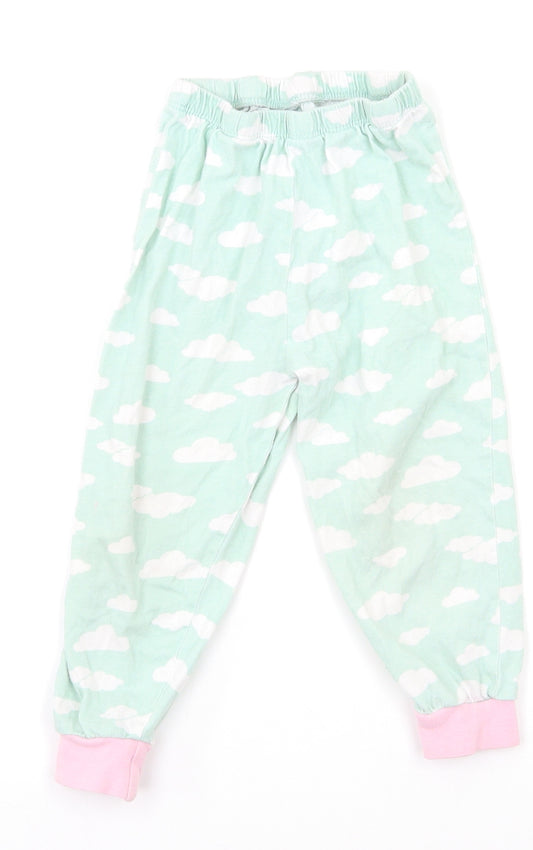 Primark Girls Green Geometric   Pyjama Pants Size 2-3 Years  - clouds