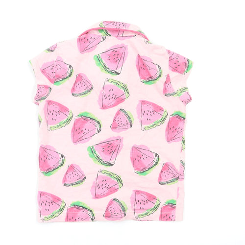 F&F Girls Pink Geometric  Capri Pyjama Top Size 2-3 Years  - Watermelon