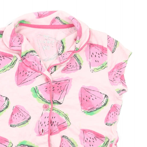 F&F Girls Pink Geometric  Capri Pyjama Top Size 2-3 Years  - Watermelon
