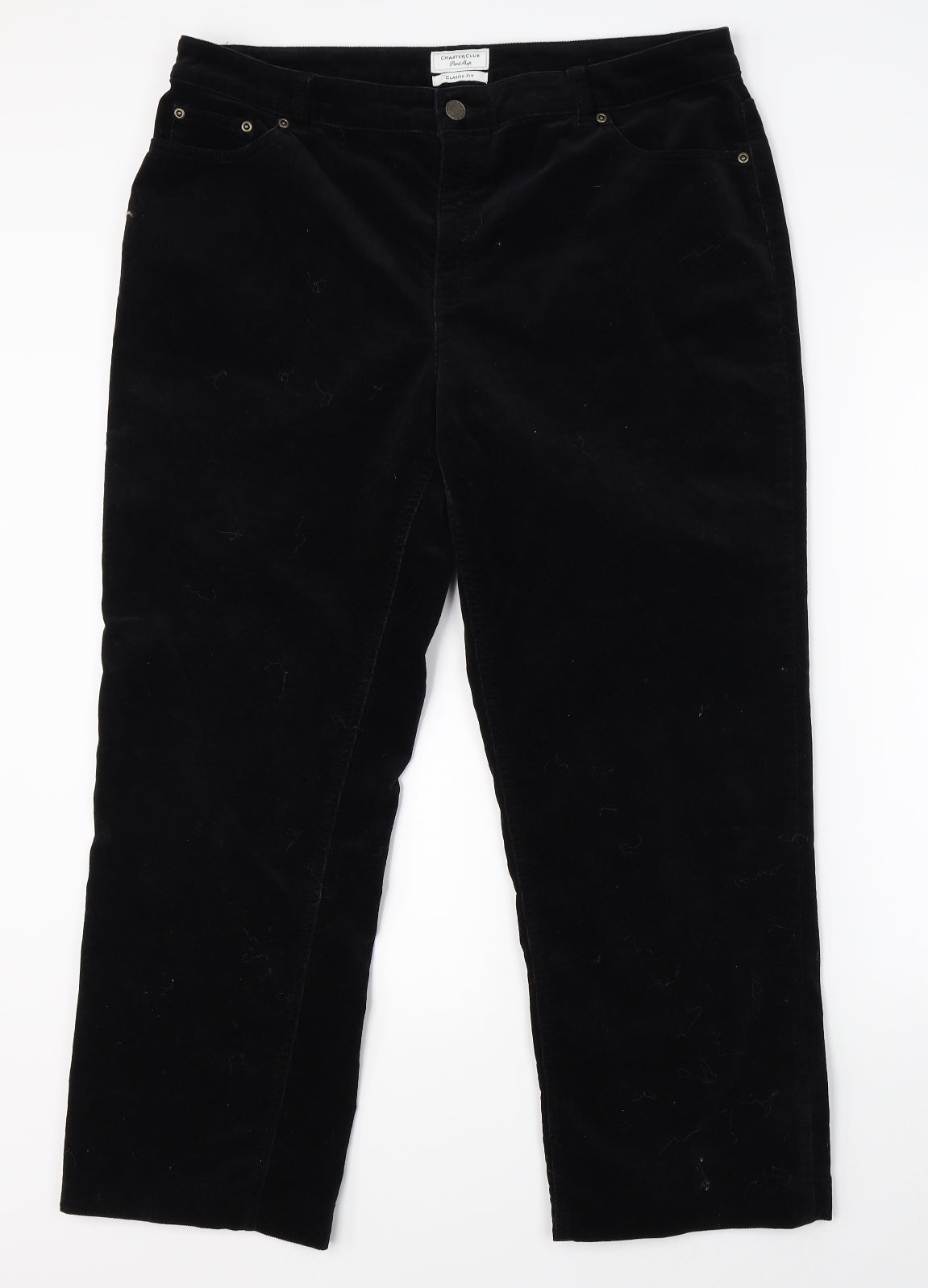 Charter Club Womens Black  Corduroy Cropped Trousers Size 14 L25 in