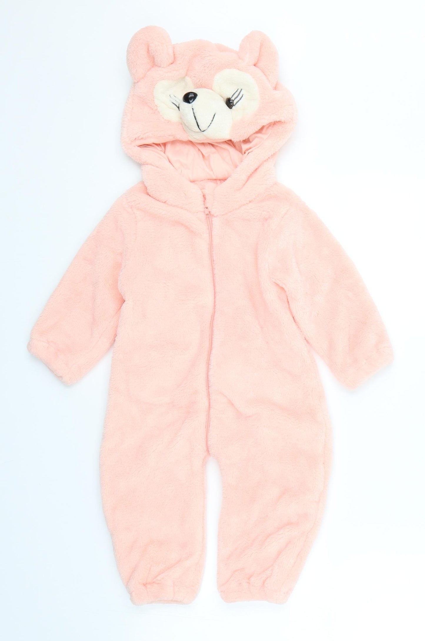 Preworn Girls Pink  Fleece Cami One Piece Size 5-6 Years  - Bear