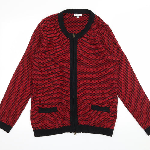 ANNE WEYBURN Womens Red Polka Dot Knit Cardigan Jumper Size 10