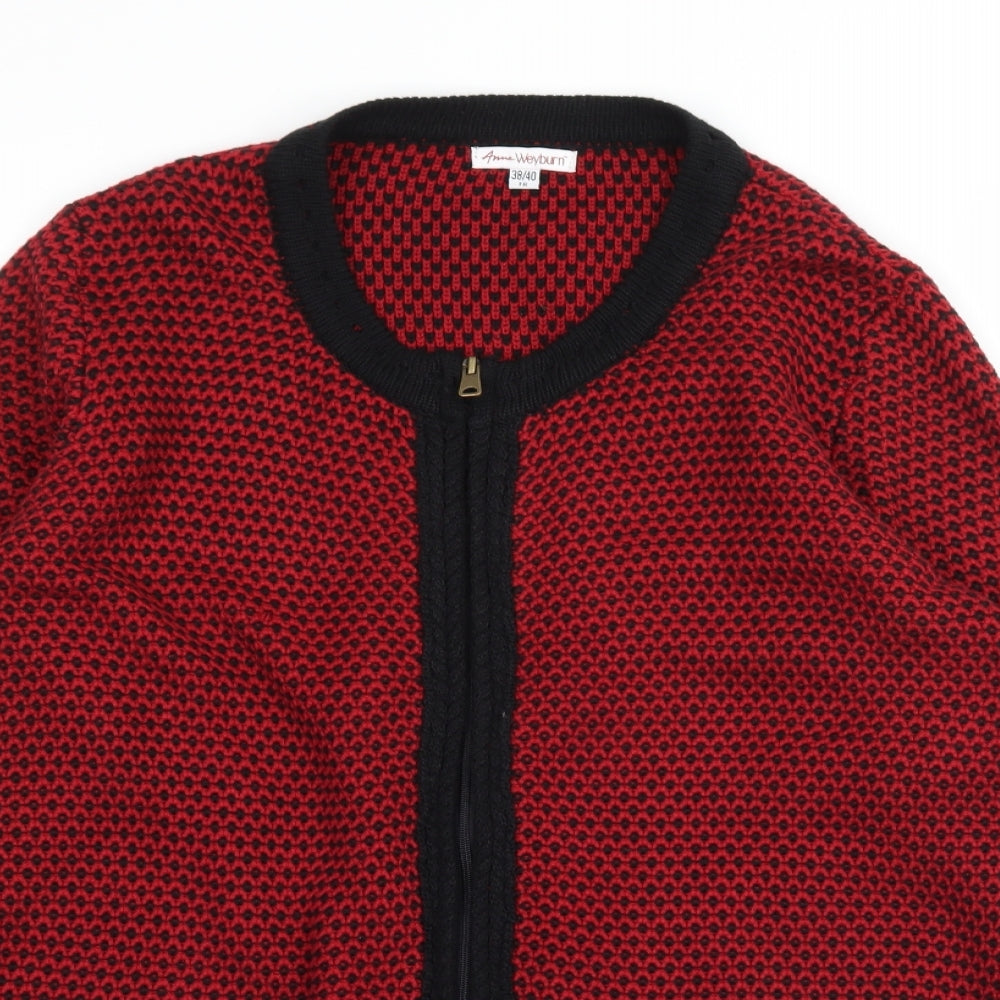 ANNE WEYBURN Womens Red Polka Dot Knit Cardigan Jumper Size 10