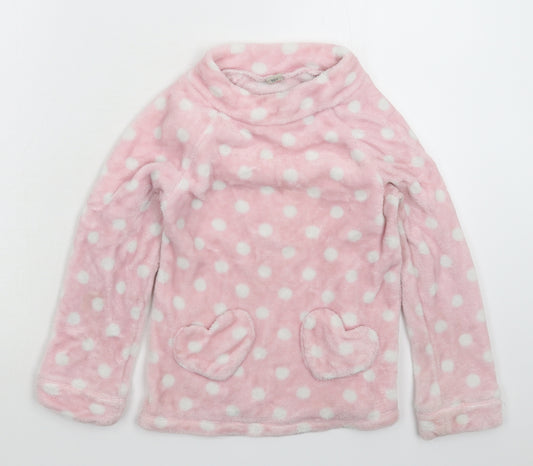 TU Girls Pink Polka Dot Fleece Top Pyjama Top Size 8 Years