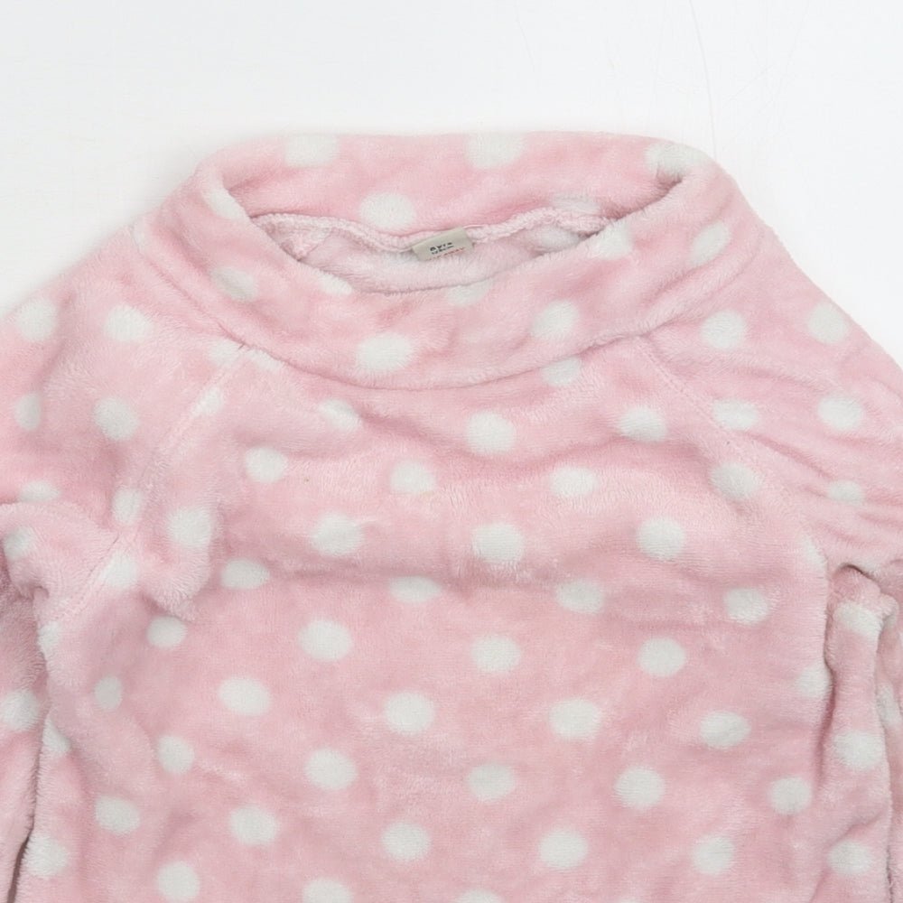TU Girls Pink Polka Dot Fleece Top Pyjama Top Size 8 Years
