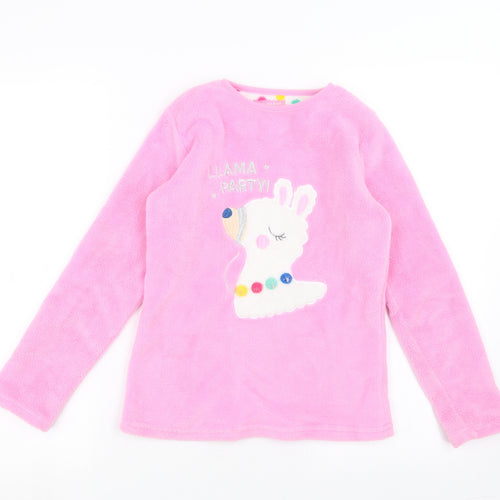 Primark Girls Pink Solid Fleece Top Pyjama Top Size 10-11 Years  - Llama