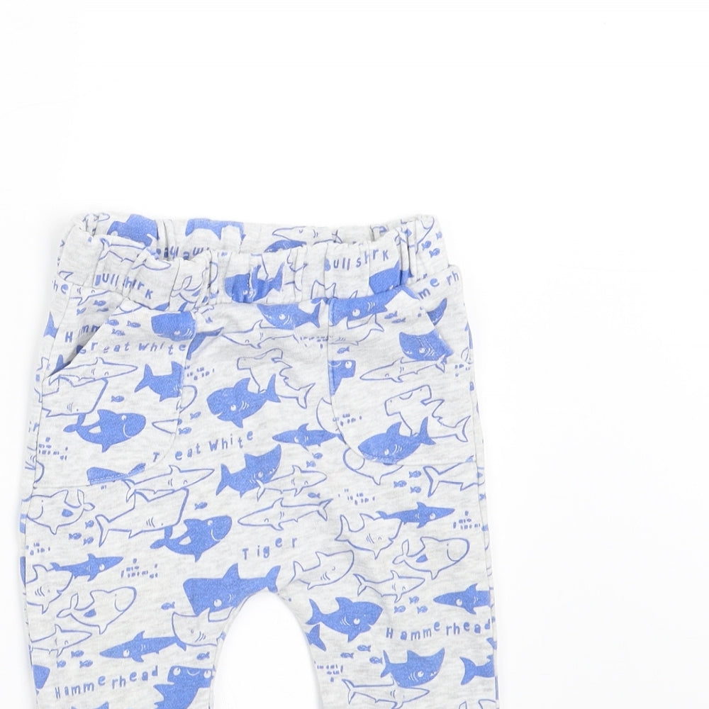 Sainsburys  Boys Grey   Jogger Trousers Size 9-12 Months  - shark